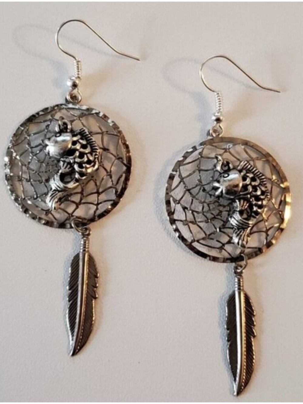 Majestic One of a Kind Dream Catcher Koi Fish Earrings